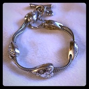 Brighton Triple Chain Silver & Crystal Bracelet
